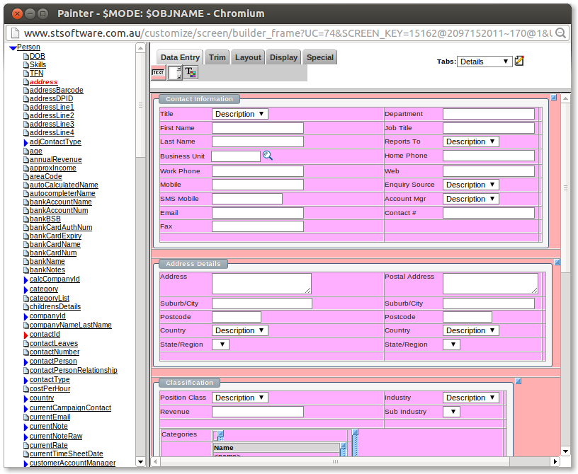 Using the painter to change a form